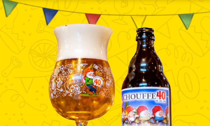 Chouffe 40 jaar bier flesje en glas Chouffe 40 jaar bier flesje en glas
